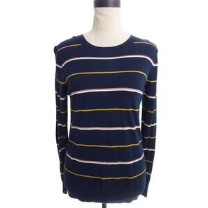 Banana Republic Navy Blue Striped Crew Neck Sweater Top M